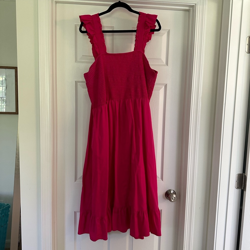 Hot Pink Smocked Tank Dress from The Drop